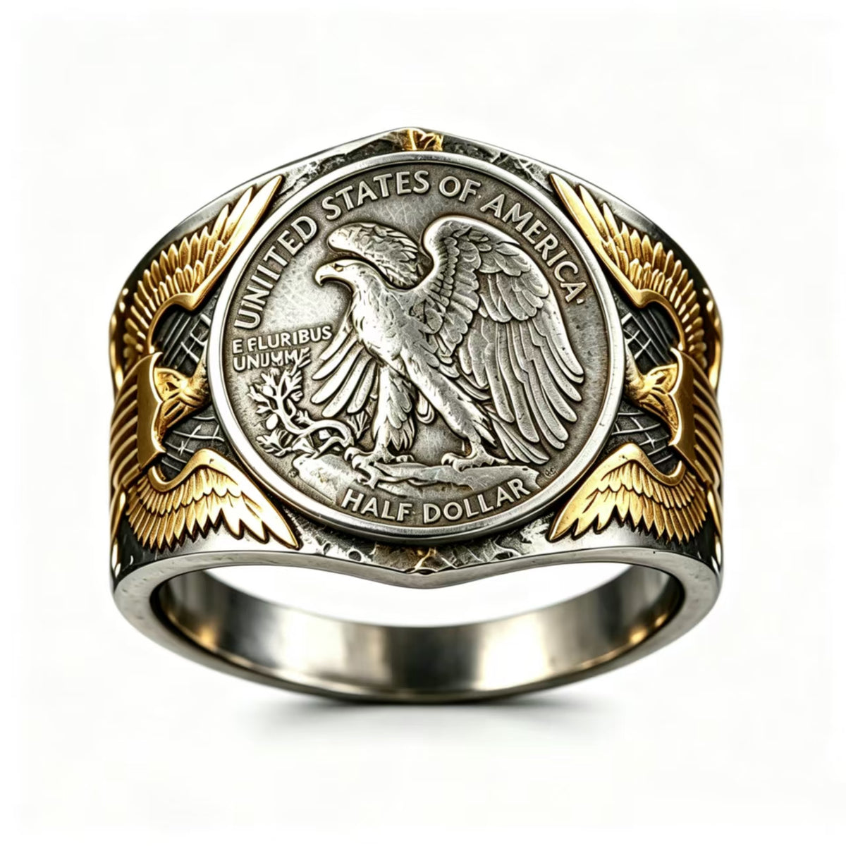 Craft Handmade Walking Liberty Silver Coin Ring – Adjustable Open Design