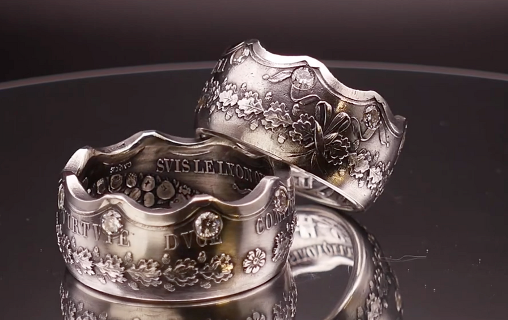 French Diamond Crown Coin Ring