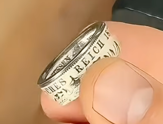 German Emperor Eagle Badge- Empire ½ Mark Silver Coin Ring - Hand Forged