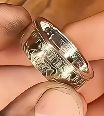 German Emperor Eagle Badge- Empire ½ Mark Silver Coin Ring - Hand Forged