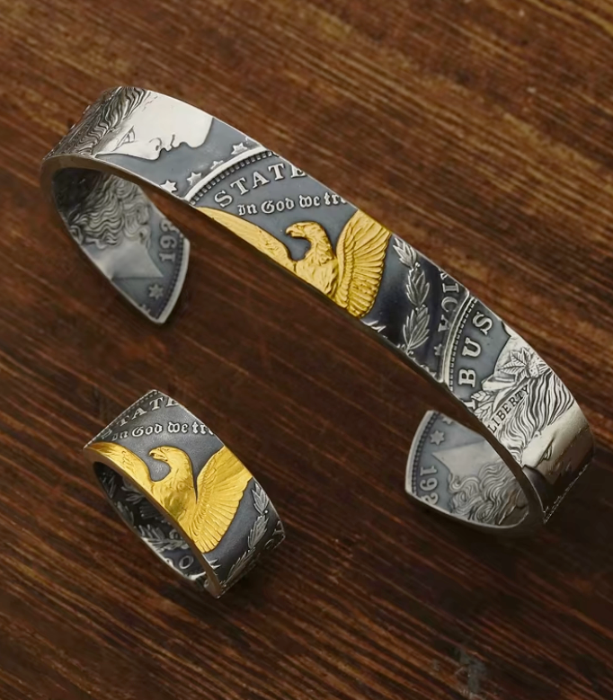 Morgan Coin Ring&Bracelet-1878–1921 Hand-Forged