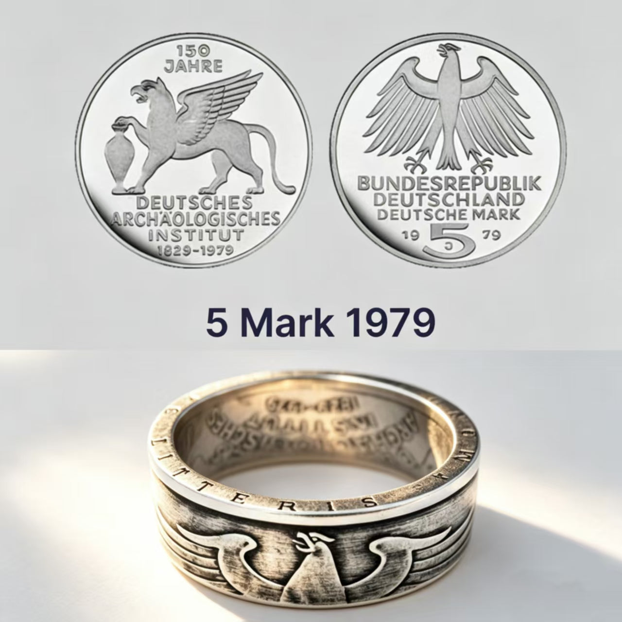 Deutsche Mark Silver Coin Ring | Hand-Forged 1979 West German Federal Eagle