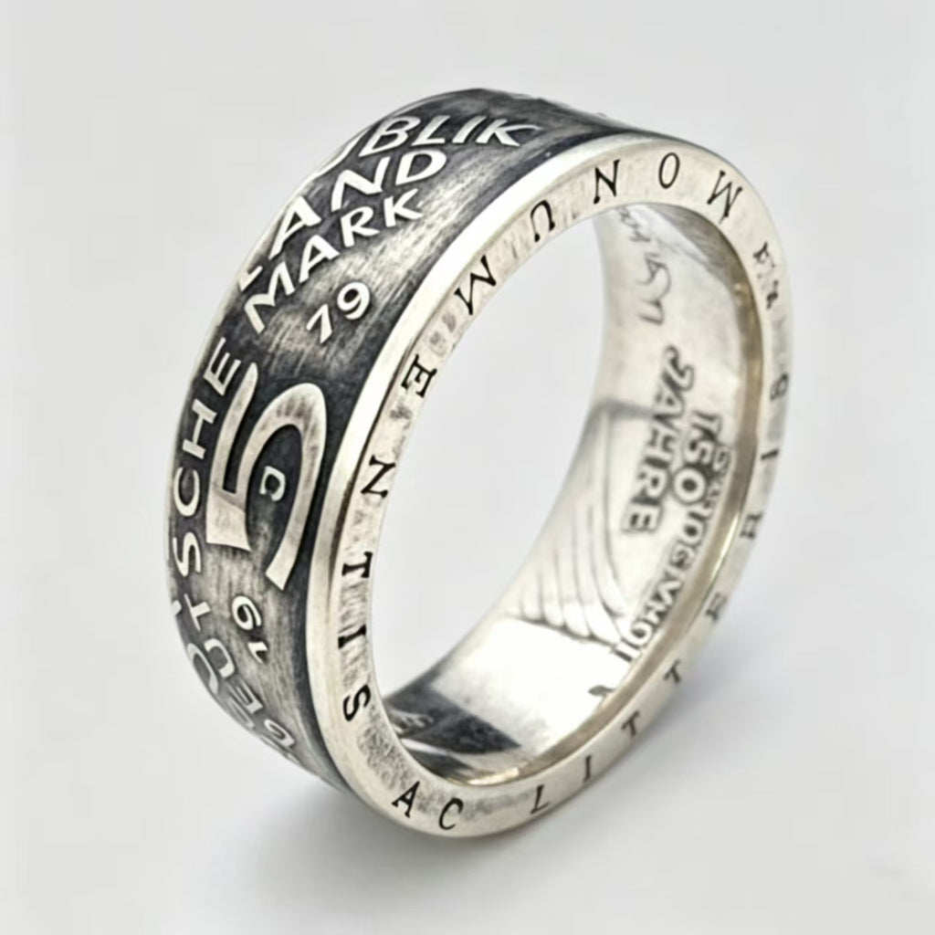 Deutsche Mark Silver Coin Ring | Hand-Forged 1979 West German Federal Eagle