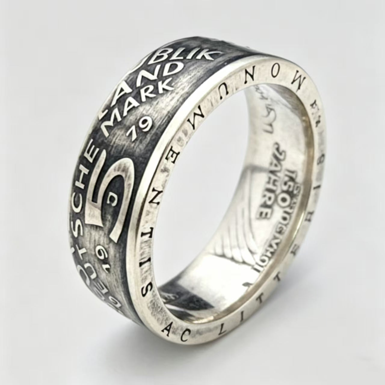 Deutsche Mark Silver Coin Ring | Hand-Forged 1979 West German Federal Eagle