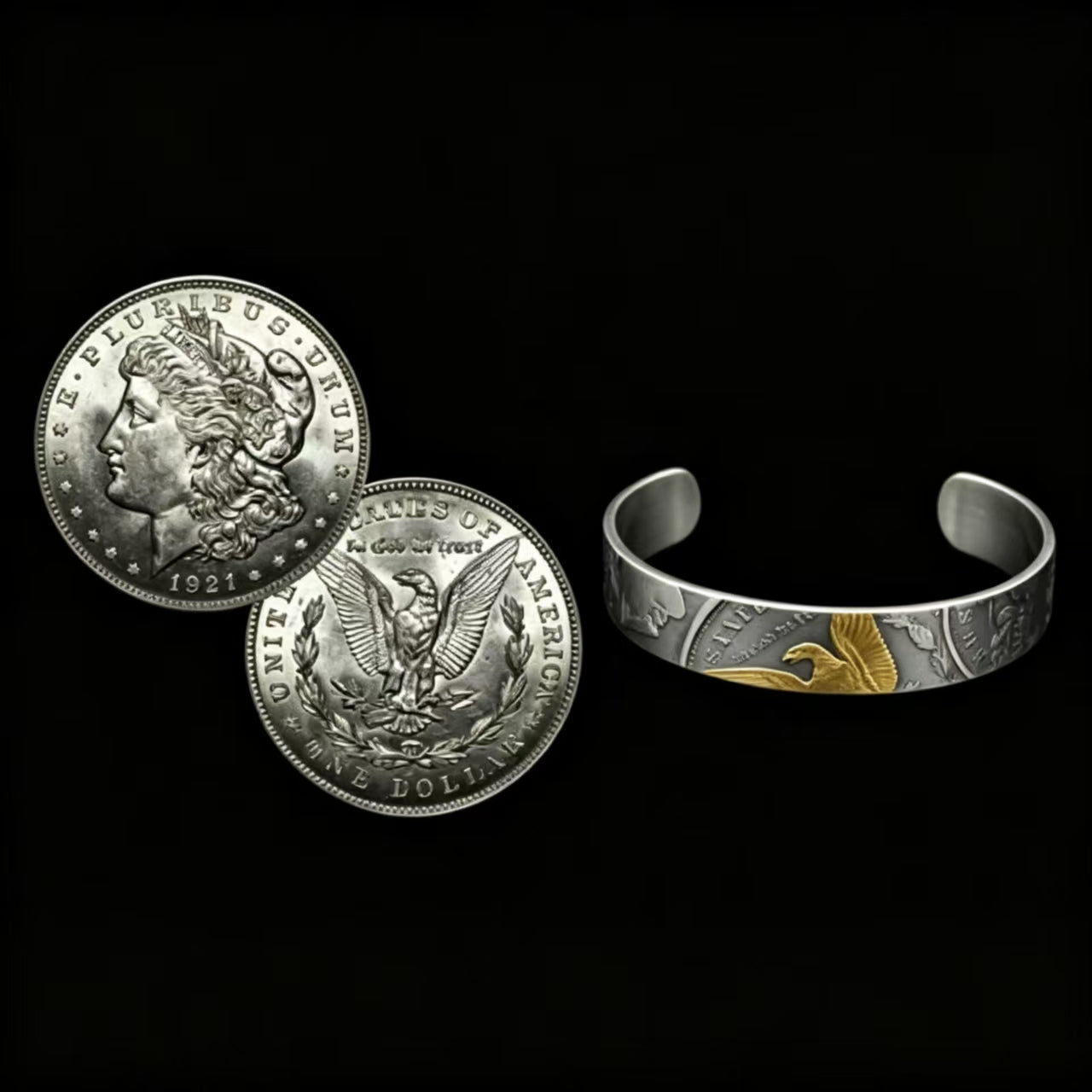 Morgan Silver Coin Bangle | 1921 Handcrafted Coin Jewelry | Silvermith