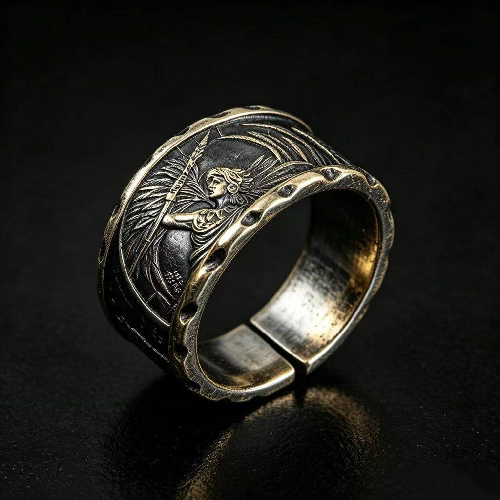 Legendary Warriors Silver Coin Ring – Aztec · Sitting Bull · Buffalo · Cuauhtémoc | Adjustable