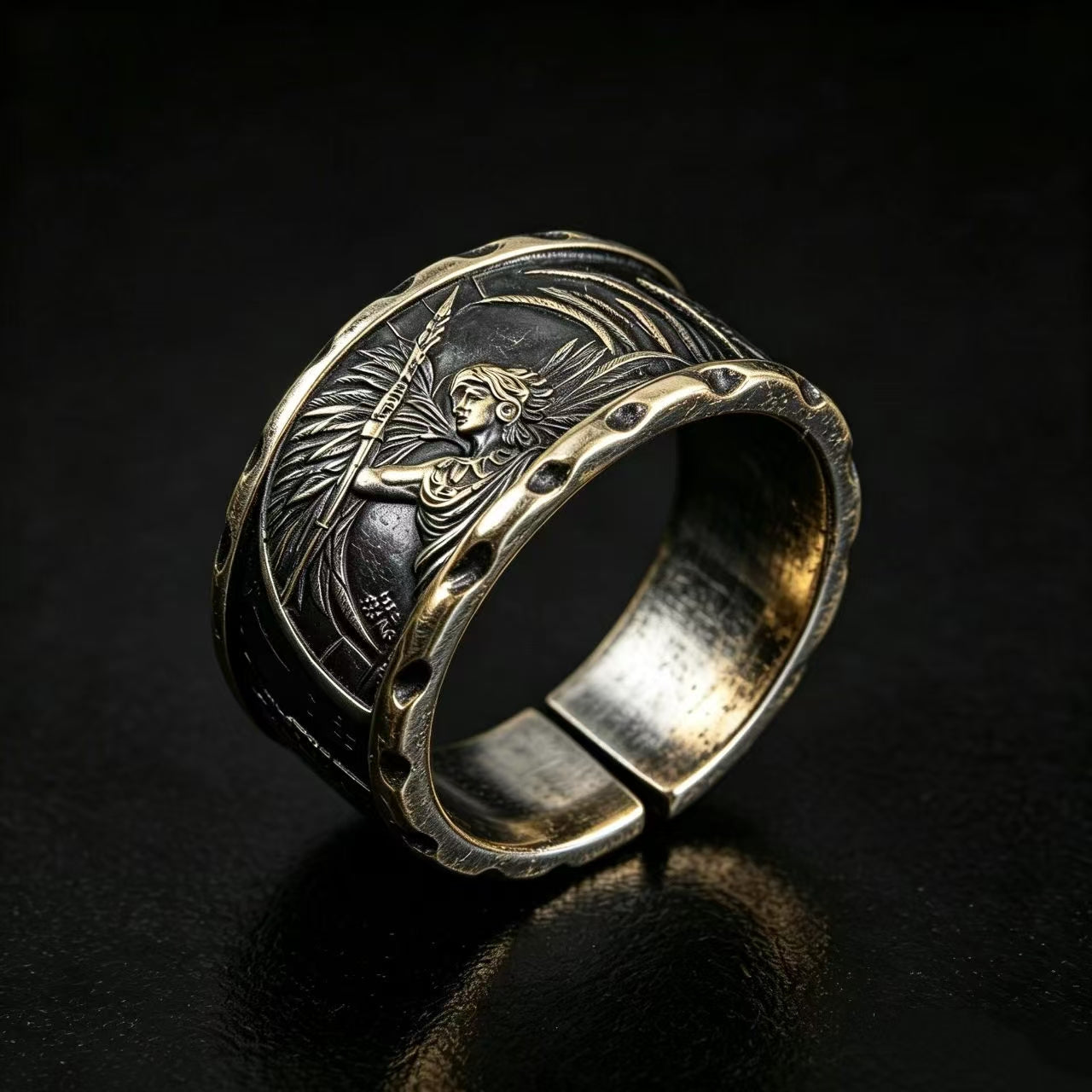 Legendary Warriors Silver Coin Ring – Aztec · Sitting Bull · Buffalo · Cuauhtémoc | Adjustable