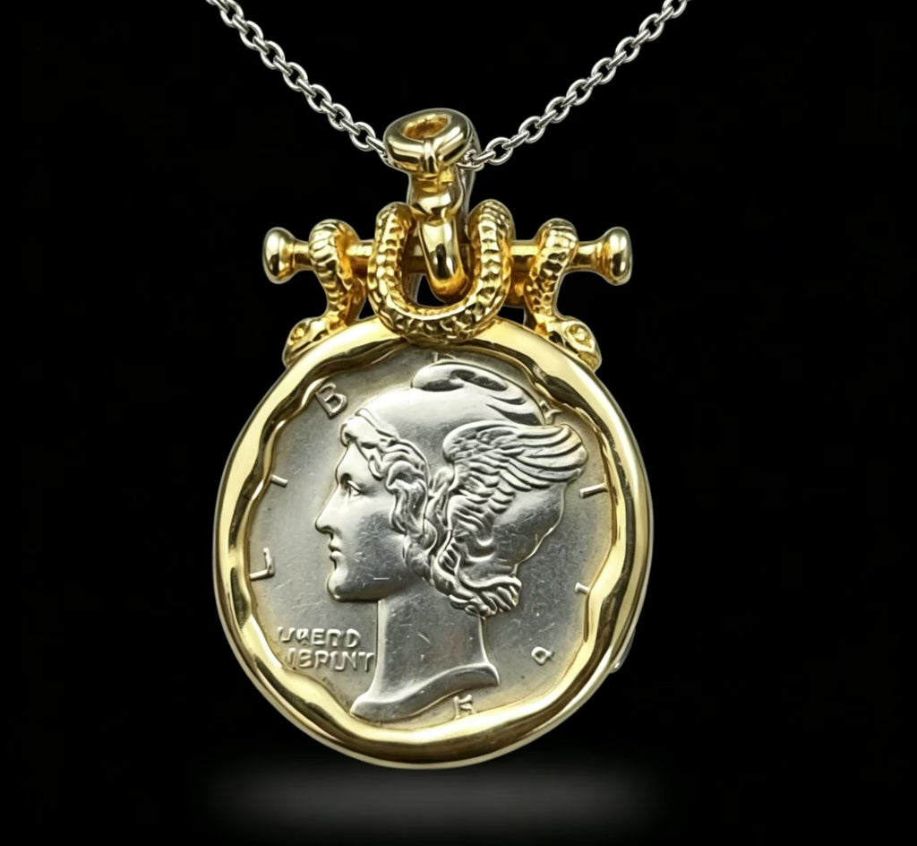Mercury Coin Necklace Pendant