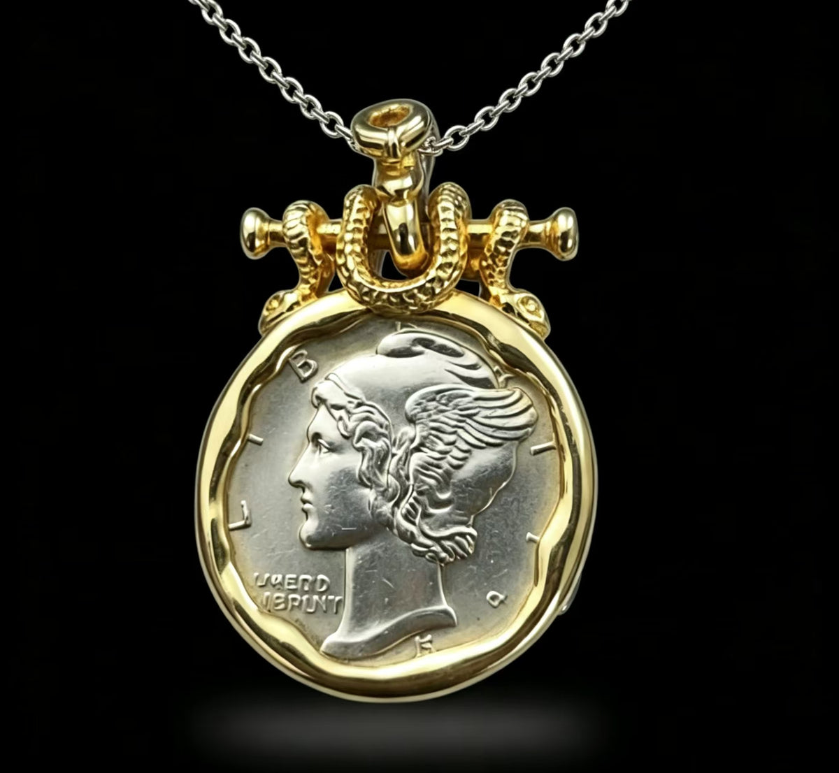 Mercury Coin Necklace Pendant