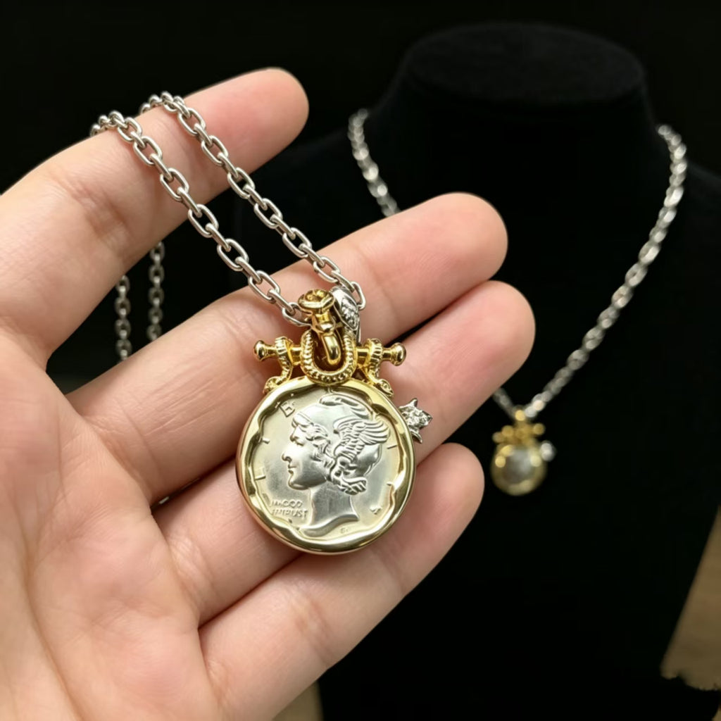 Mercury Coin Necklace Pendant