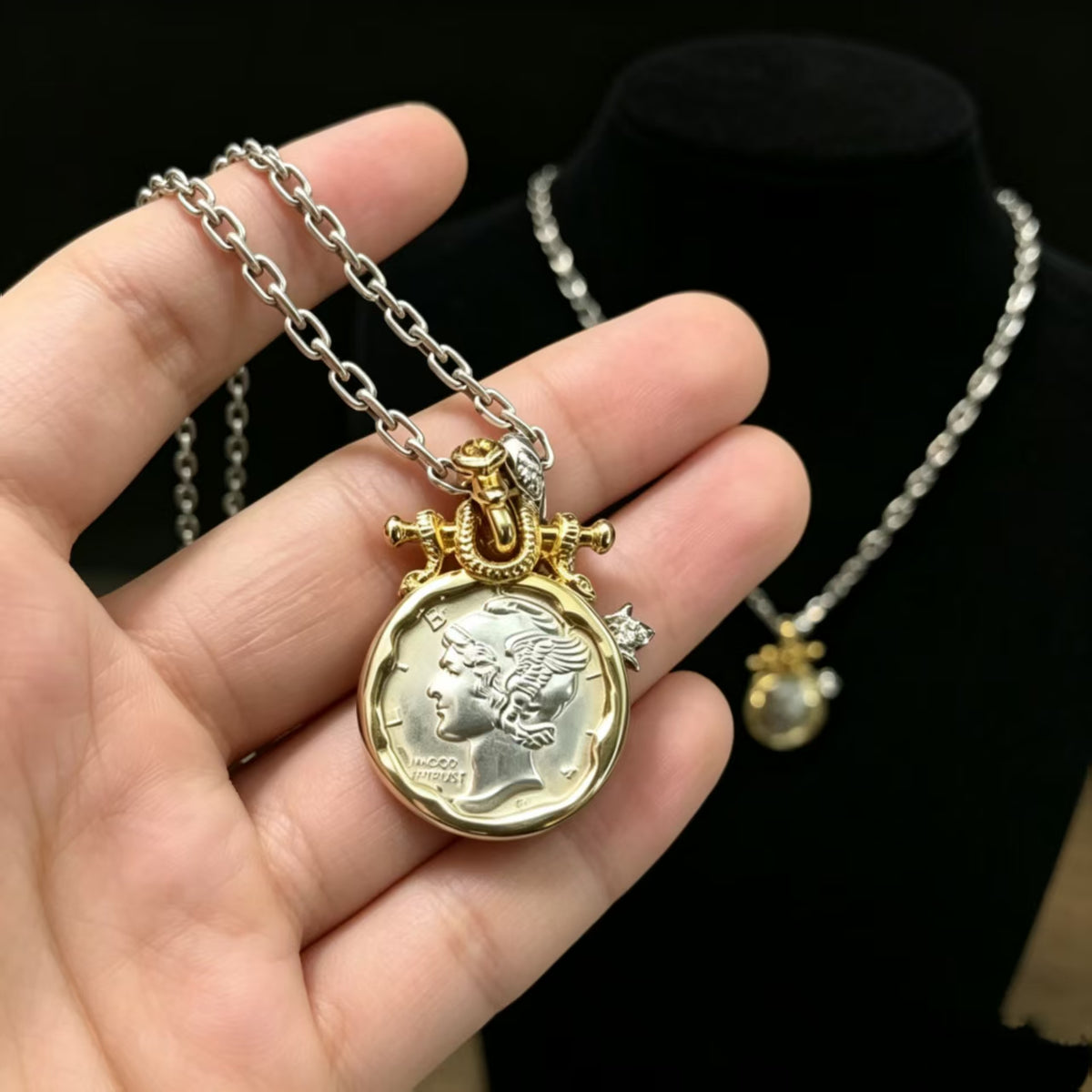 Mercury Coin Necklace Pendant