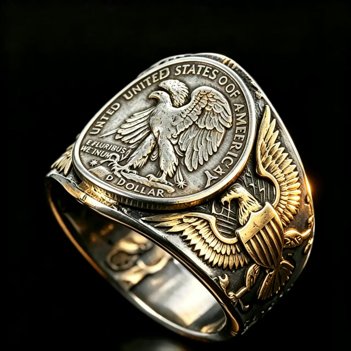Craft Handmade Walking Liberty Silver Coin Ring – Adjustable Open Design