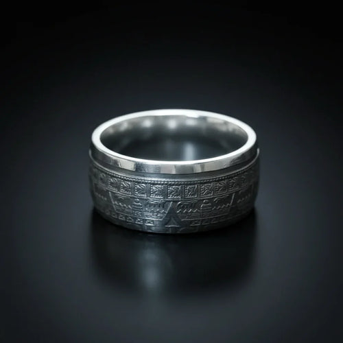Aztec Calendar Silver Coin Ring