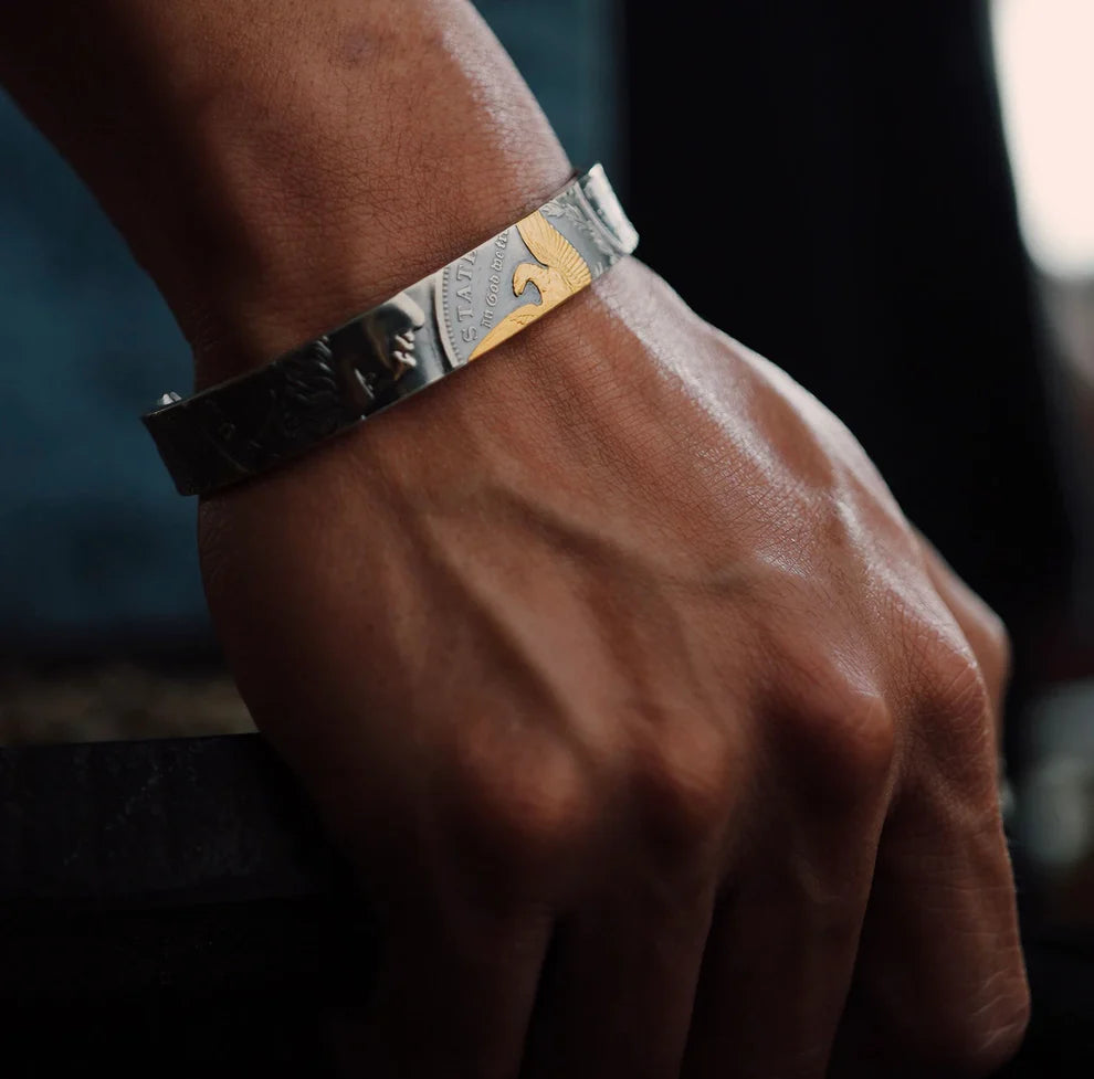 Morgan Silver Coin Bangle | 1921 Handcrafted Coin Jewelry | Silvermith