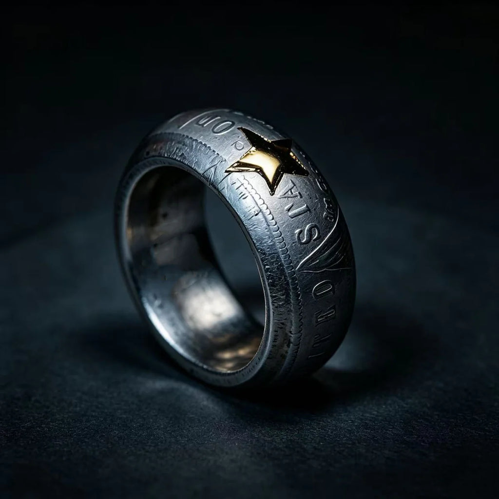 Morgan Silver Dollar Pentagram Coin Ring | Hand-Forged Silver
