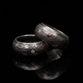 Coin Ring Pair - Ruby and Diamond