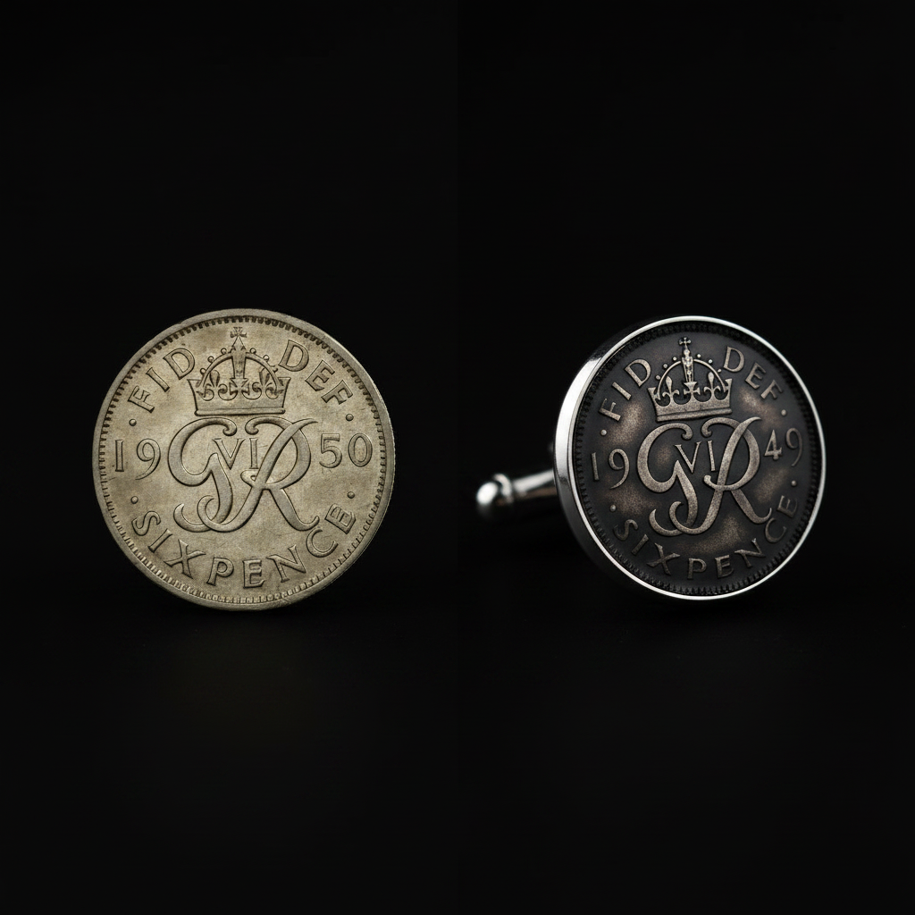 Comparison 1:1 - Original Coin vs Finished Cufflink