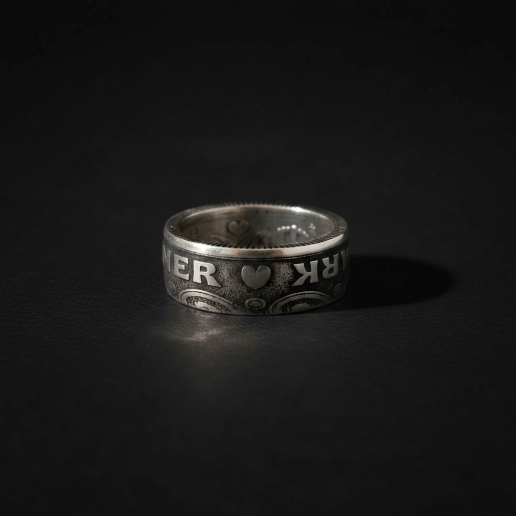 主图 - Danish Coin Ring 平放正面展示心形细节