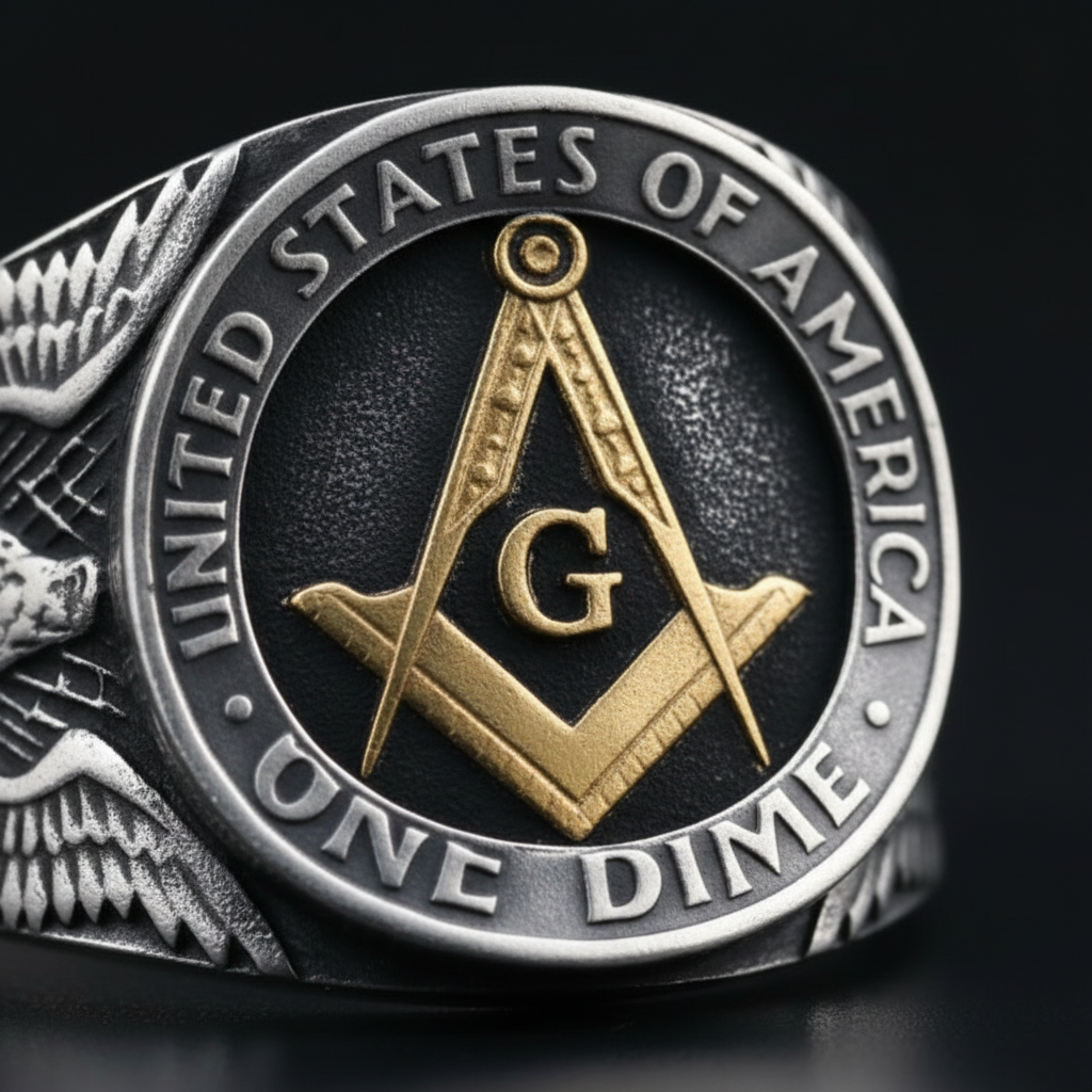 Freemasonry Ring - Macro Detail View