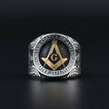 Freemasonry Silver Coin Ring - Optimized Main Image