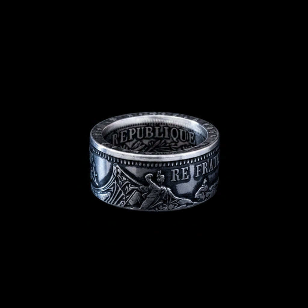 French Coin Ring - Black BG 3