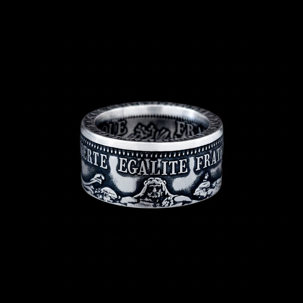 French Coin Ring - Black BG 5