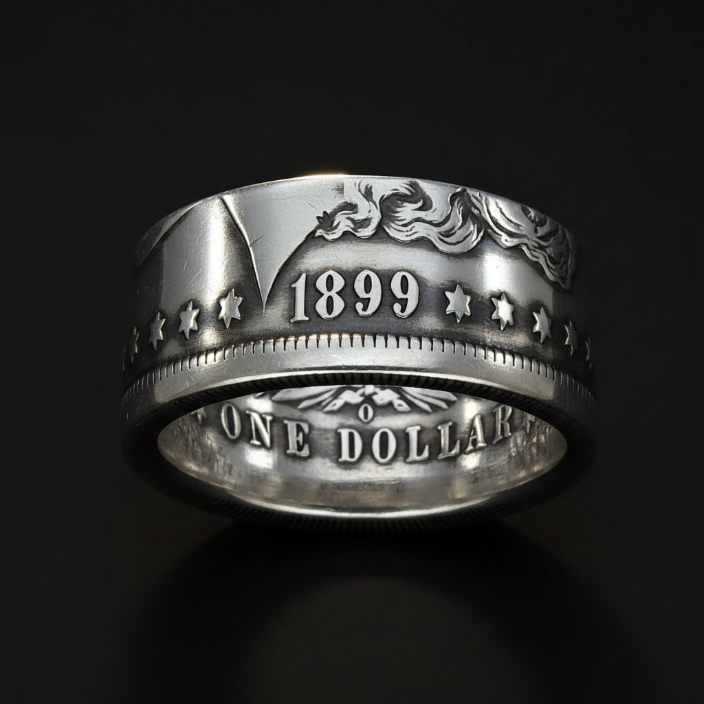 细节图 - Morgan Coin Ring 深黑哑光+左侧侧光版