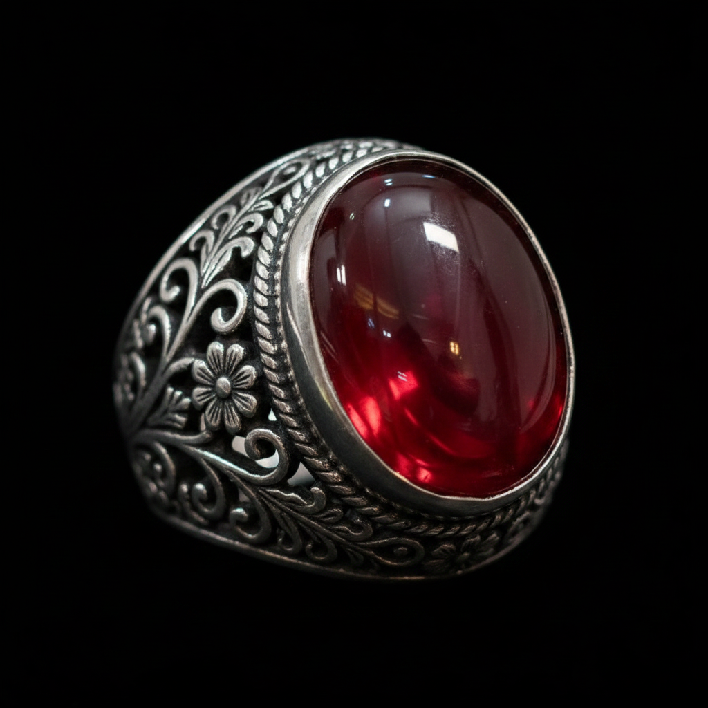 Red Gemstone Ring — Yellow Ring Style Reference