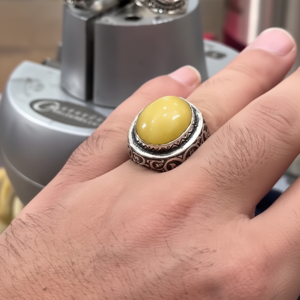 Silver Amber Ring - Enhanced 800x800
